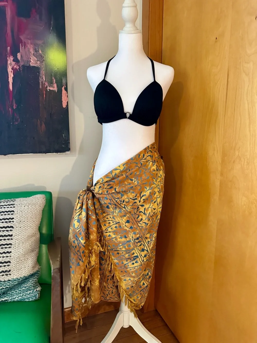 Gold Floral Sarong - Picture 1 of 6